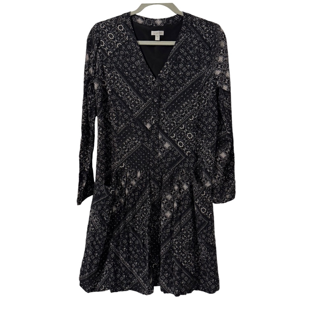 Garnet Hill Womens Bandana Print Dress Size 4 Drop Waist Button Up Bohemian